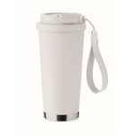 Gerecycled RVS glas met deksel en rietje 2-in-1 500ml kleur wit tiende weergave