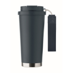 Gerecycled RVS glas met deksel en rietje 2-in-1 500ml kleur marineblauw zesde weergave