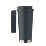 Gerecycled RVS glas met deksel en rietje 2-in-1 500ml kleur marineblauw zevende weergave