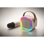 Vintage karaoke set met luidspreker, LED-lampjes en microfoon kleur beige foto bekijken derde weergave