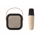 Vintage karaoke set met luidspreker, LED-lampjes en microfoon kleur beige vijfde weergave