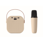 Vintage karaoke set met luidspreker, LED-lampjes en microfoon kleur beige zesde weergave