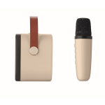 Vintage karaoke set met luidspreker, LED-lampjes en microfoon kleur beige zevende weergave