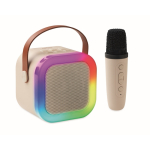 Vintage karaoke set met luidspreker, LED-lampjes en microfoon kleur beige hoofdweergave