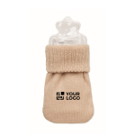 Klein polyester handwarmer met warmwatersysteem kleur beige weergave met bedrukking