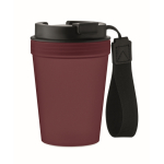 Lekvrije drinkfles voor onderweg met RPET polyesterriem 300 ml kleur bordeaux