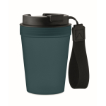 Lekvrije drinkfles voor onderweg met RPET polyesterriem 300 ml kleur marineblauw