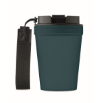 Lekvrije drinkfles voor onderweg met RPET polyesterriem 300 ml kleur marineblauw vierde weergave