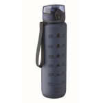 Plastic fles met tijdsmarkeringen en omklapbare deksel 1L kleur marineblauw
