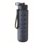 Plastic fles met tijdsmarkeringen en omklapbare deksel 1L kleur marineblauw tweede weergave
