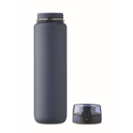 Plastic fles met tijdsmarkeringen en omklapbare deksel 1L kleur marineblauw