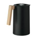 RVS kan van gerecycled materiaal met houten handvat 1L kleur zwart