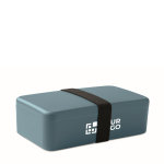 Plastic lunchbox met elastische sluitband 750 ml kleur matzwart weergave met bedrukking