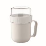Ontbijtbeker to-go met 2 aparte compartimenten 450 ml kleur wit