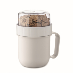 Ontbijtbeker to-go met 2 aparte compartimenten 450 ml kleur wit tweede weergave