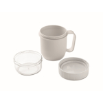 Ontbijtbeker to-go met 2 aparte compartimenten 450 ml kleur wit vierde weergave
