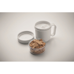 Ontbijtbeker to-go met 2 aparte compartimenten 450 ml kleur wit foto weergave