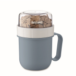 Ontbijtbeker to-go met 2 aparte compartimenten 450 ml kleur matzwart hoofdweergave tweede weergave