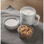 Ontbijtbeker to-go met 2 aparte compartimenten 450 ml kleur lichtblauw sfeervolle hoofdweergave