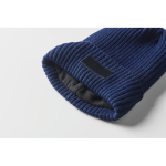 Unisex gebreide muts in diverse kleuren met patch om te personaliseren kleur blauw foto bekijken vierde weergave