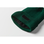 Unisex gebreide muts in diverse kleuren met patch om te personaliseren kleur donkergroen foto bekijken vierde weergave