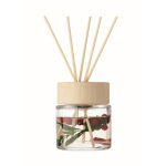 Geurdiffuser met 6 geurstokjes, vanillearoma en decoratieve bloemen kleur doorzichtig