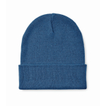 Klassieke muts van polyester met omgeslagen rand in één maat kleur blauw