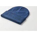 Klassieke muts van polyester met omgeslagen rand in één maat kleur blauw foto bekijken tweede weergave