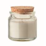 Kaars van plantaardige was met vanillearoma en kurken deksel kleur beige