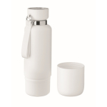 Isothermische fles met handvat en beker aan de onderkant 500 ml kleur wit tweede weergave