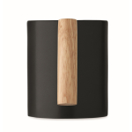 Keramische mok met originele rechte houten handgreep 320 ml kleur zwart zesde weergave