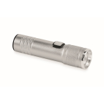Uitschuifbare zaklamp van gerecycled aluminium, 3 lichtstanden en zoom kleur mat zilver