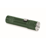 Uitschuifbare zaklamp van gerecycled aluminium, 3 lichtstanden en zoom kleur donkergroen