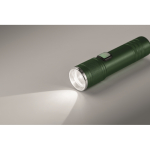 Uitschuifbare zaklamp van gerecycled aluminium, 3 lichtstanden en zoom kleur donkergroen foto bekijken derde weergave