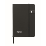 Zwart notitieboek met harde kaft en USB-stick, A5 gelijnde bladzijden kleur zwart hoofdweergave