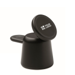 Oplader voor telefoon en Apple®-horloge met mobielhouder kleur zwart weergave met bedrukking