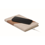 Notitieboek met kurk- en katoendetails en draadloze oplader A5 kleur beige tweede weergave