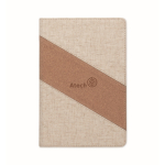 Notitieboek met kurk- en katoendetails en draadloze oplader A5 kleur beige hoofdweergave