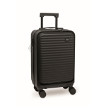 Harde trolley met vakken voor documenten en laptop 20'' kleur zwart weergave met bedrukking