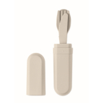 Set van 3 herbruikbare en duurzame bestekken in bijpassend etui kleur beige tweede weergave