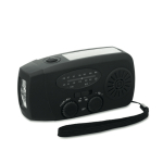 Draagbare zonne-energie radio met zaklamp en nood-powerbank kleur zwart