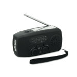 Draagbare zonne-energie radio met zaklamp en nood-powerbank kleur zwart