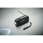Draagbare zonne-energie radio met zaklamp en nood-powerbank kleur zwart