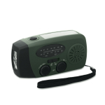 Draagbare zonne-energie radio met zaklamp en nood-powerbank kleur donkergroen