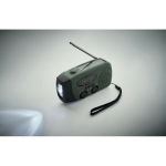 Draagbare zonne-energie radio met zaklamp en nood-powerbank kleur donkergroen