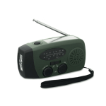 Draagbare zonne-energie radio met zaklamp en nood-powerbank kleur donkergroen