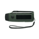 Draagbare zonne-energie radio met zaklamp en nood-powerbank kleur donkergroen