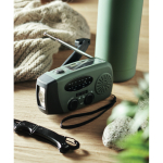 Draagbare zonne-energie radio met zaklamp en nood-powerbank kleur donkergroen