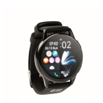 Waterdichte draadloze smartwatch met siliconen band kleur zwart weergave met bedrukking