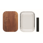 Glazen lunchbox met houten deksel en elastische sluitband kleur doorzichtig vijfde weergave